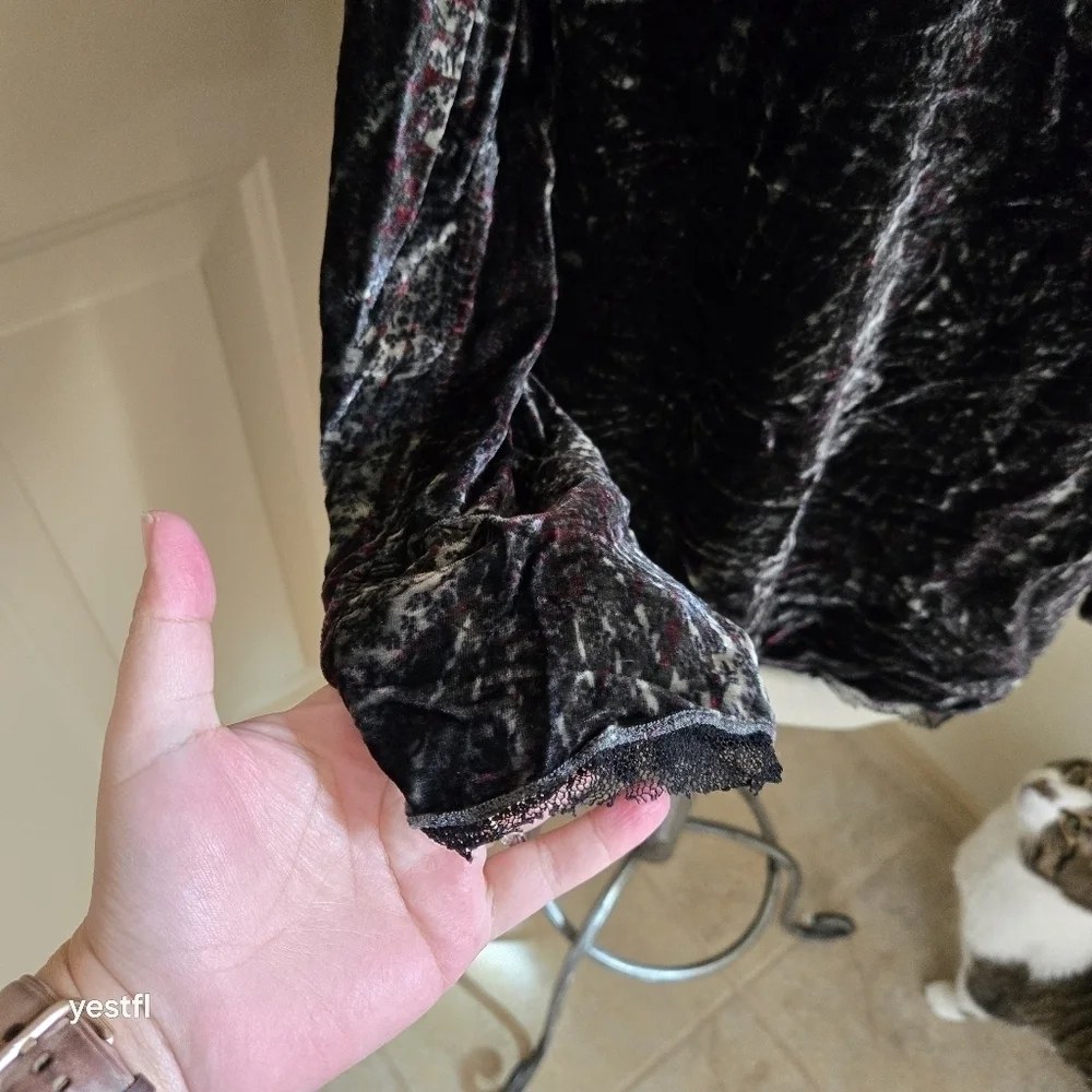 Johnny Was velvet lace whimsigoth blouse M